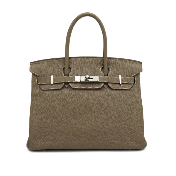 HERMES BIRKIN 30 ETOUPE TOGO HAND BAG 2009 SQUARE M PALLADIUM HARDWARE 90335147