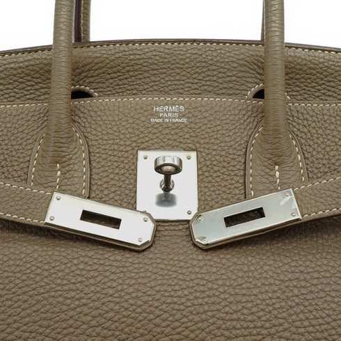 HERMES BIRKIN 30 ETOUPE TOGO HAND BAG 2009 SQUARE M PALLADIUM HARDWARE 90335147