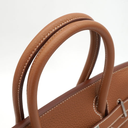 HERMES BIRKIN 30 GOLD TAURILLON CLEMENCE HAND BAG 2011 SQUARE O PALLADIUM HARDWARE 90341280