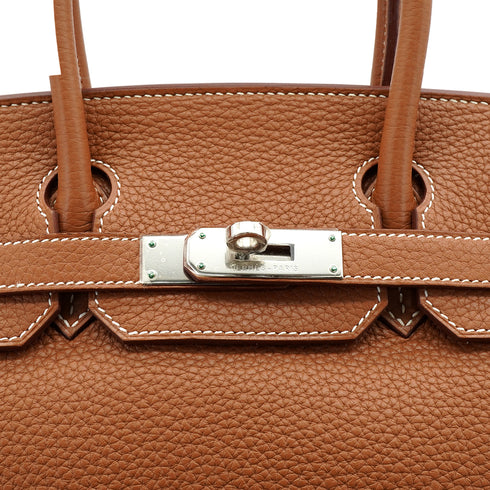 HERMES BIRKIN 30 GOLD TAURILLON CLEMENCE HAND BAG 2011 SQUARE O PALLADIUM HARDWARE 90341280