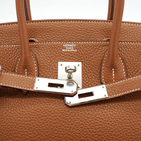 HERMES BIRKIN 30 GOLD TAURILLON CLEMENCE HAND BAG 2011 SQUARE O PALLADIUM HARDWARE 90341280