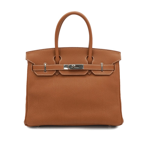 HERMES BIRKIN 30 GOLD TOGO HAND BAG 2004 SQUARE H PALLADIUM HARDWARE 90336792