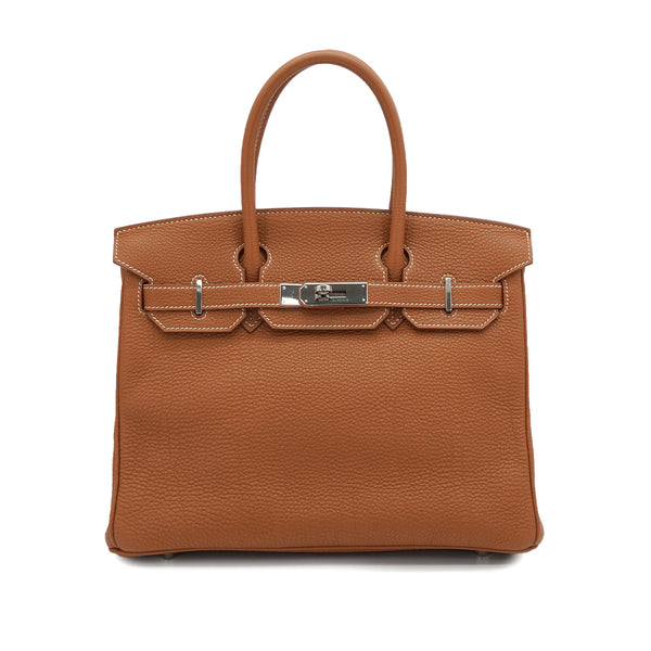 HERMES BIRKIN 30 GOLD TOGO HAND BAG 2004 SQUARE H PALLADIUM HARDWARE 90336792