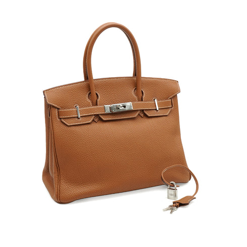HERMES BIRKIN 30 GOLD TOGO HAND BAG 2006 SQUARE J PALLADIUM HARDWARE MARKED STAR 90343620