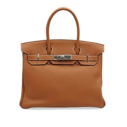 HERMES BIRKIN 30 GOLD TOGO HAND BAG 2006 SQUARE J PALLADIUM HARDWARE MARKED STAR 90343620