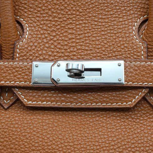 HERMES BIRKIN 30 GOLD TOGO HAND BAG 2006 SQUARE J PALLADIUM HARDWARE MARKED STAR 90343620