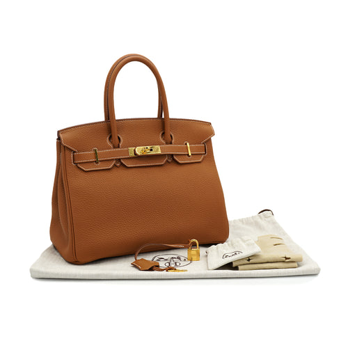 HERMES BIRKIN 30 GOLD TOGO HAND BAG 2015 T STAMP GOLD HARDWARE 90333180