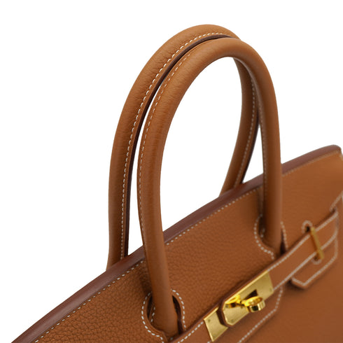 HERMES BIRKIN 30 GOLD TOGO HAND BAG 2015 T STAMP GOLD HARDWARE 90333180