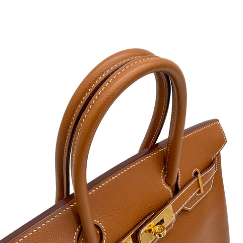 HERMES BIRKIN 30 GOLD VEAU EPSOM HAND BAG 2006 SQUARE J GOLD HARDWARE 90324623