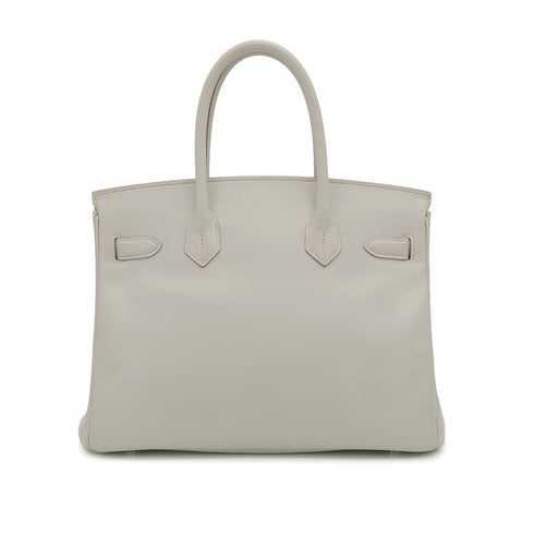 HERMES BIRKIN 30 GRIS PERLE VEAU TADELAKT HAND BAG 2014 SQUARE R GUILLOCHE HARDWARE 90322785