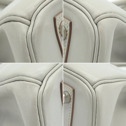 HERMES BIRKIN 30 GRIS PERLE VEAU TADELAKT HAND BAG 2014 SQUARE R GUILLOCHE HARDWARE 90322785