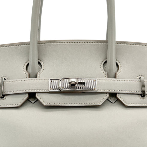 HERMES BIRKIN 30 GRIS PERLE VEAU TADELAKT HAND BAG 2014 SQUARE R GUILLOCHE HARDWARE 90322785