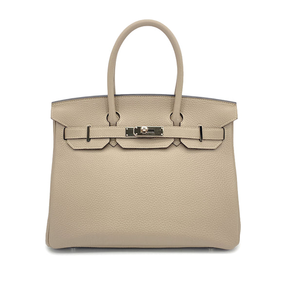 HERMES BIRKIN 30 GRIS TOURTERELLE TAURILLON CLEMENCE HAND BAG 2015 T STAMP PALLADIUM HARDWARE 90327059