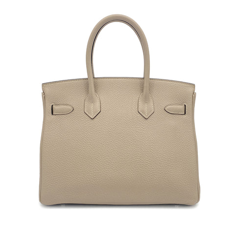 HERMES BIRKIN 30 GRIS TOURTERELLE TAURILLON CLEMENCE HAND BAG 2015 T STAMP PALLADIUM HARDWARE 90327059