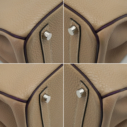 HERMES BIRKIN 30 GRIS TOURTERELLE VIOLET TOGO HAND BAG 2008 SQUARE L STAMP PALLADIUM HARDWARE 90349373
