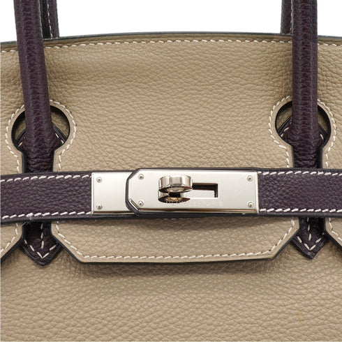 HERMES BIRKIN 30 GRIS TOURTERELLE VIOLET TOGO HAND BAG 2008 SQUARE L STAMP PALLADIUM HARDWARE 90349373