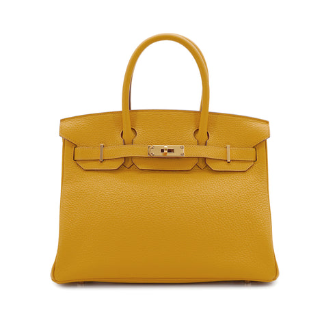 HERMES BIRKIN 30 JAUNE AMBRE TAURILLON CLEMENCE HAND BAG 2019 D STAMP GOLD HARDWARE 90341434