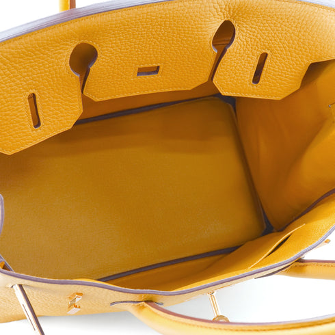 HERMES BIRKIN 30 JAUNE AMBRE TAURILLON CLEMENCE HAND BAG 2019 D STAMP GOLD HARDWARE 90341434