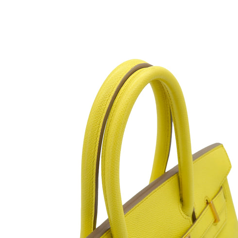 HERMES BIRKIN 30 LIME VEAU EPSOM HAND BAG 2011 SQUARE O GOLD HARDWARE 90339827