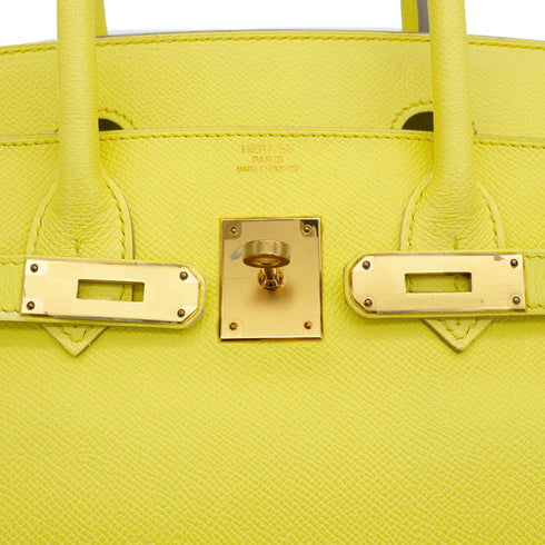 HERMES BIRKIN 30 LIME VEAU EPSOM HAND BAG 2011 SQUARE O GOLD HARDWARE 90339827