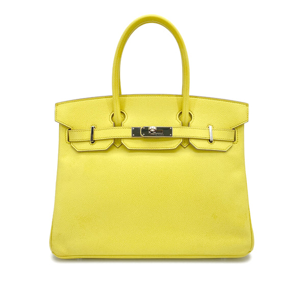 HERMES BIRKIN 30 LIME VEAU EPSOM HAND BAG 2013 SQUARE Q PALLADIUM HARDWARE 90322805
