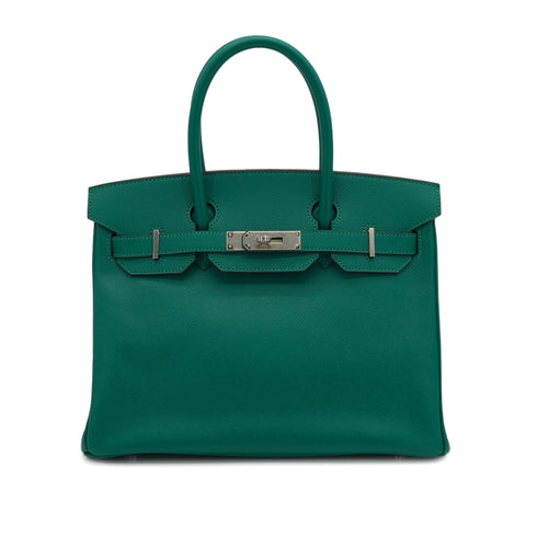 HERMES BIRKIN 30 MALACHITE VEAU EPSOM HAND BAG 2013 SQUARE Q PALLADIUM HARDWARE 90348541