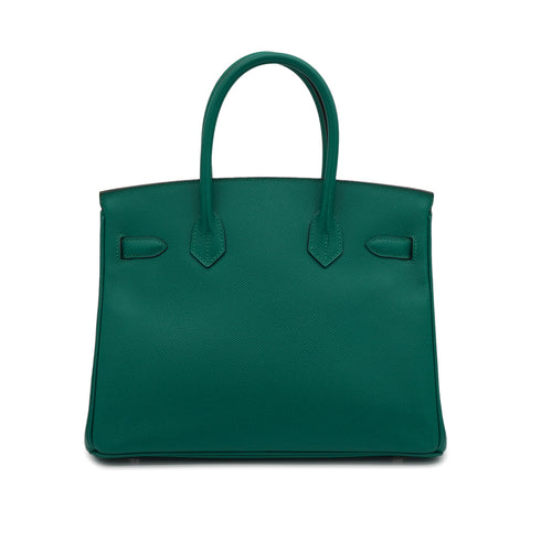 HERMES BIRKIN 30 MALACHITE VEAU EPSOM HAND BAG 2013 SQUARE Q PALLADIUM HARDWARE 90348541