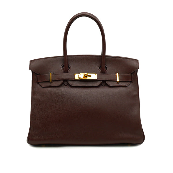 HERMES BIRKIN 30 MOKA EVER GRAIN HAND BAG 2006 SQUARE J GOLD HARDWARE 90328116