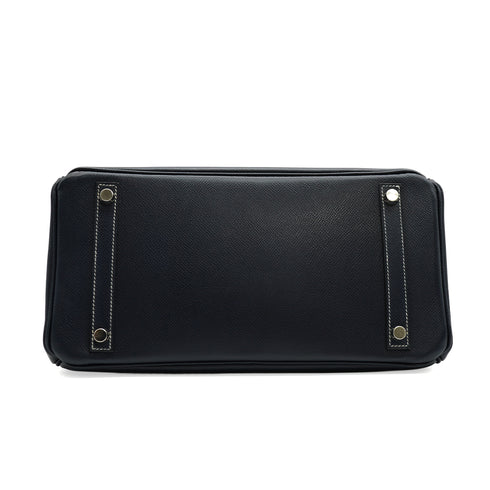 HERMES BIRKIN 30 NAVY BLUE LISSE HAND BAG 2001 SQUARE E PALLADIUM HARDWARE 90342736