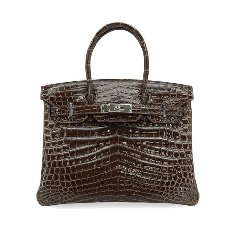 HERMES BIRKIN 30 ORIGAN CROCODILE NILOTICUS HAND BAG 2016 X STAMP PALLADIUM HARDWARE 90348402