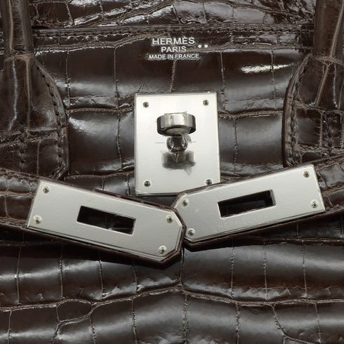 HERMES BIRKIN 30 ORIGAN CROCODILE NILOTICUS HAND BAG 2016 X STAMP PALLADIUM HARDWARE 90348402