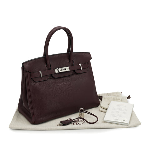 HERMES BIRKIN 30 PRUNE TOGO HAND BAG 2008 SQUARE L PALLADIUM HARDWARE 90334129