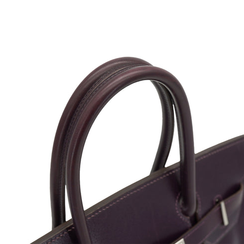 HERMES BIRKIN 30 RAISIN CYCLAMEN BOX CALF HAND BAG 2004 SQUARE H PALLADIUM HARDWARE 90326774