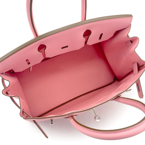 HERMES BIRKIN 30 ROSE CONFETTI VEAU EPSOM HAND BAG 2015 T STAMP PALLADIUM HARDWARE 90326206