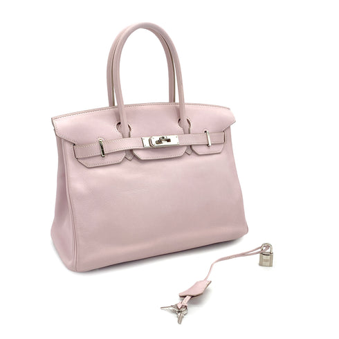 HERMES BIRKIN 30 ROSE DRAGEE SWIFT HAND BAG 2007 SQUARE K PALLADIUM HARDWARE 90324133