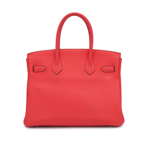 HERMES BIRKIN 30 ROSE JAIPUR TAURILLON CLEMENCE HAND BAG 2012 SQUARE P PALLADIUM HARDWARE 90313330