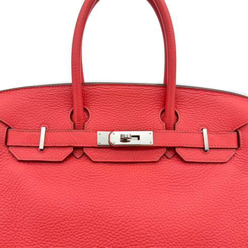 HERMES BIRKIN 30 ROSE JAIPUR TAURILLON CLEMENCE HAND BAG 2012 SQUARE P PALLADIUM HARDWARE 90313330