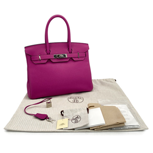 HERMES BIRKIN 30 ROSE PURPLE TOGO HAND BAG 2017 A STAMP PALLADIUM HARDWARE 90325630