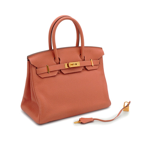 HERMES BIRKIN 30 ROSY TOGO HAND BAG 2013 SQUARE Q GOLD HARDWARE 90339936