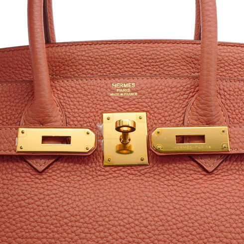 HERMES BIRKIN 30 ROSY TOGO HAND BAG 2013 SQUARE Q GOLD HARDWARE 90339936