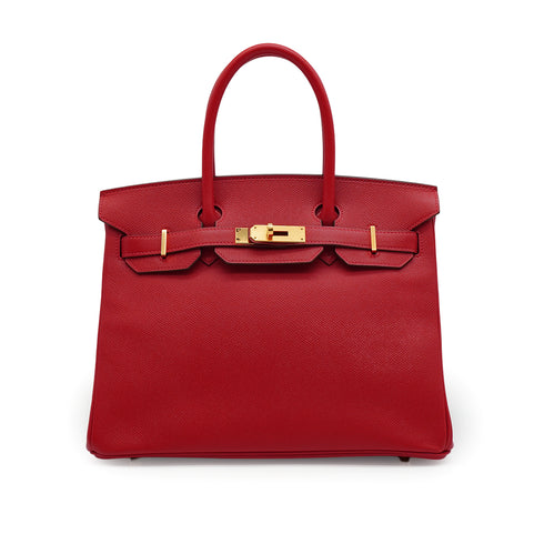 HERMES BIRKIN 30 ROUGE CASAQUE VEAU EPSOM HAND BAG 2015 T STAMP GOLD HARDWARE 90338346