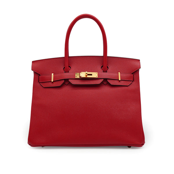 HERMES BIRKIN 30 ROUGE CASAQUE VEAU EPSOM HAND BAG 2015 T STAMP GOLD HARDWARE 90338346