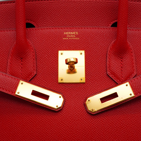 HERMES BIRKIN 30 ROUGE CASAQUE VEAU EPSOM HAND BAG 2015 T STAMP GOLD HARDWARE 90338346