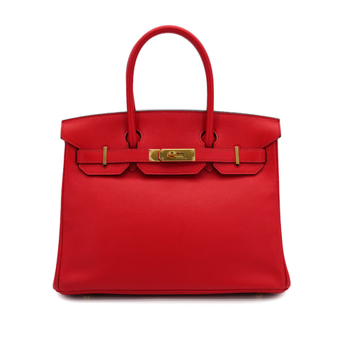 HERMES BIRKIN 30 ROUGE DE COEUR EVERCOLOR HAND BAG 2019 D STAMP GOLD HARDWARE 90314765
