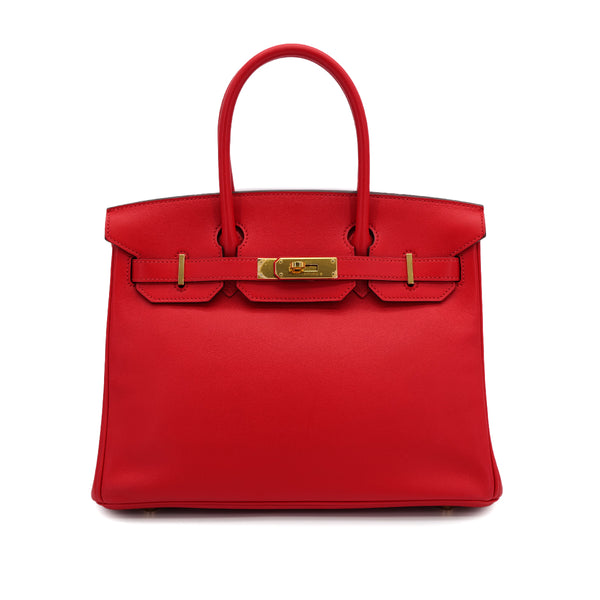 HERMES BIRKIN 30 ROUGE DE COEUR EVERCOLOR HAND BAG 2019 D STAMP GOLD HARDWARE 90314765