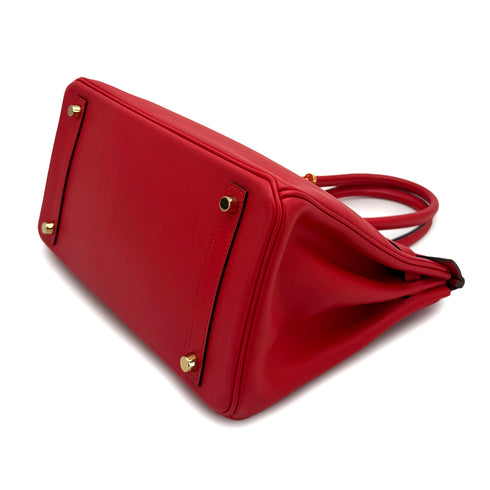 HERMES BIRKIN 30 ROUGE DE COEUR EVERCOLOR HAND BAG 2019 D STAMP GOLD HARDWARE 90314765