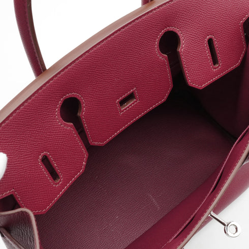 HERMES BIRKIN 30 ROUGE GRENAT EPSOM HAND BAG 2010 SQUARE N PALLADIUM HARDWARE 90337652