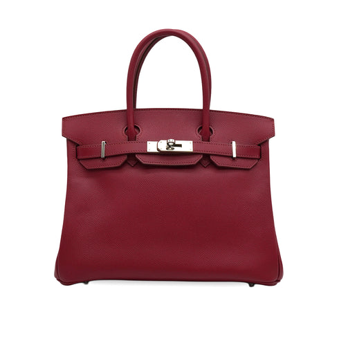 HERMES BIRKIN 30 ROUGE GRENAT EPSOM HAND BAG 2010 SQUARE N PALLADIUM HARDWARE 90337652