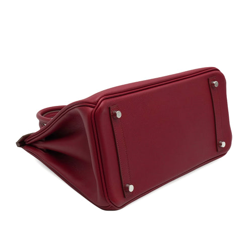 HERMES BIRKIN 30 ROUGE GRENAT EPSOM HAND BAG 2010 SQUARE N PALLADIUM HARDWARE 90337652