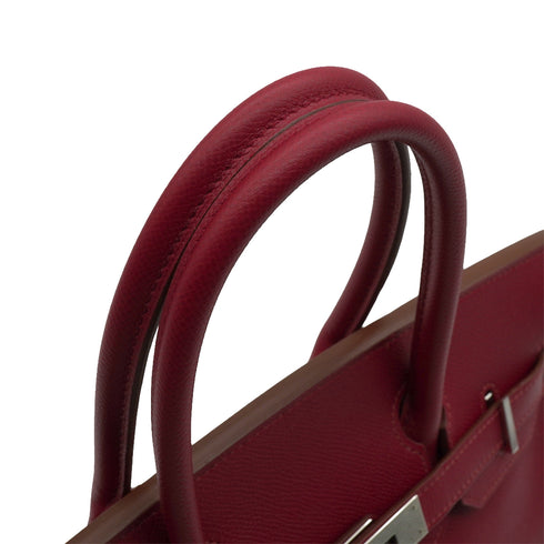 HERMES BIRKIN 30 ROUGE GRENAT EPSOM HAND BAG 2010 SQUARE N PALLADIUM HARDWARE 90337652